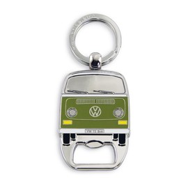 BRISA VW Collection - Volkswagen Keychain Ring Keychain Accessory Keyholder with Bottle Opener in Beetle, T1, T2 Bus Design (T2 Bus/Green)