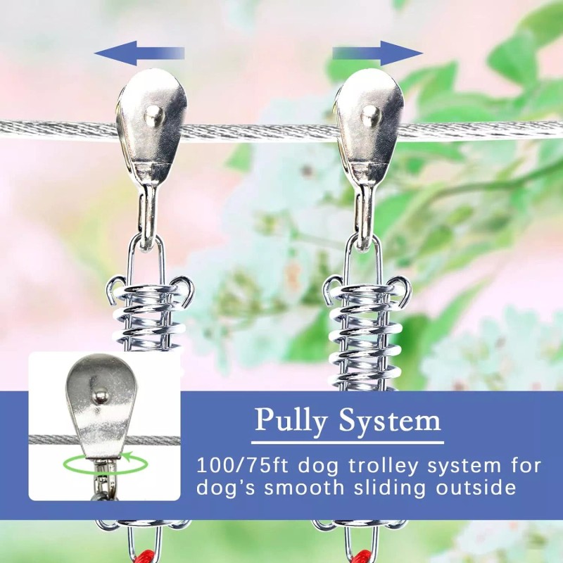 Snagle Paw 100Ft Dog Trolley System With 10Ft Tie Out