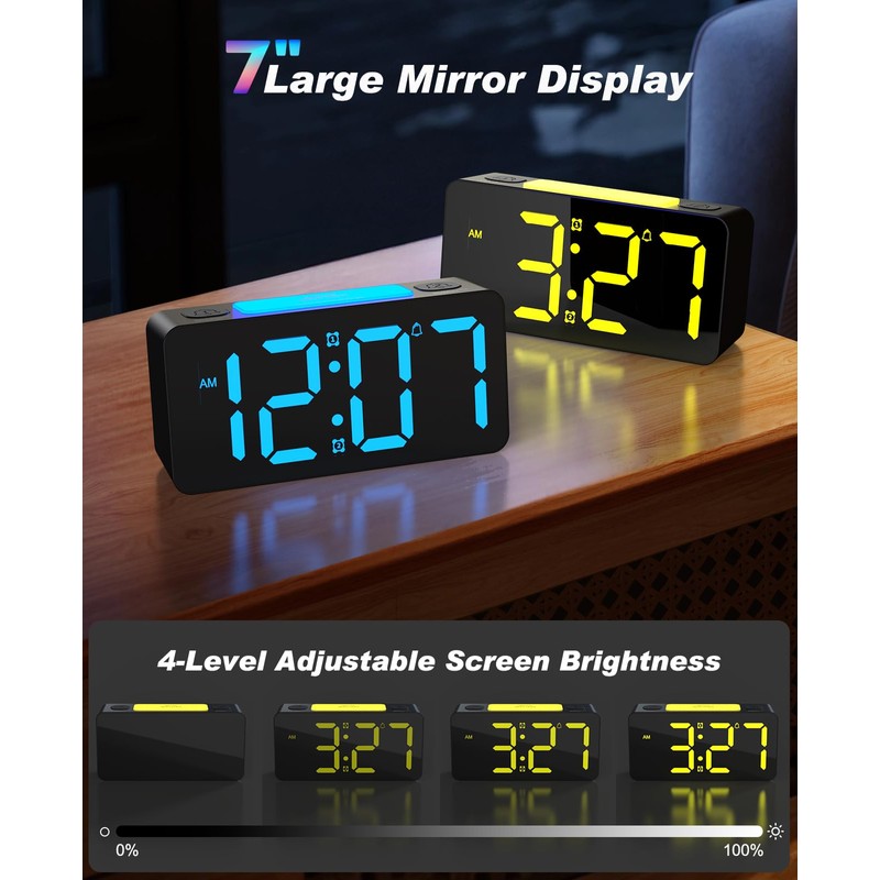 RGB Extra Loud Alarm Clock for Heavy Sleeper Hearing Impaired