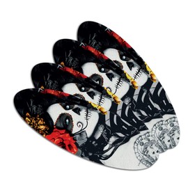 Dia de los Muertos Day of the Dead Woman Tattoo Double-Sided Oval Nail File Emery Board Set 4 Pack