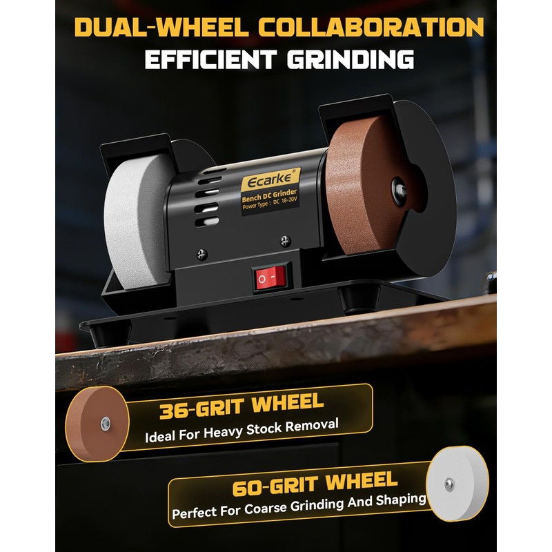 Ecarke 3" Mini Bench Grinder Compatible with Dewalt 20V (Tool