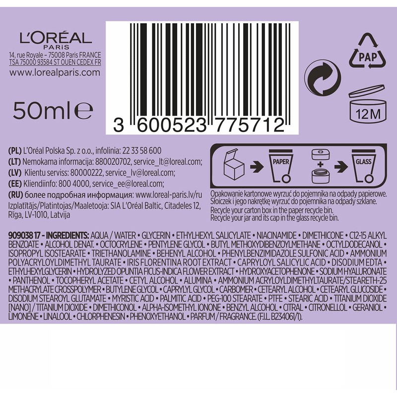 Loreal-Care Hyal Replumping Moisturising Day Cream 50 ml 50 ml