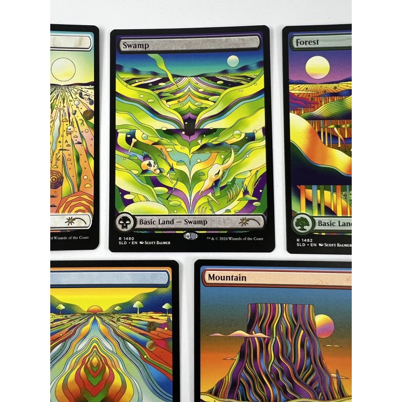 5 MTG Secret Lair Strange Sands Island Mountain Swamp Plain