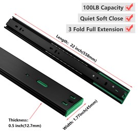 homdiy 5 Pair 10 Packs 22 Inch Full Extension Ball Bearing Drawer Slides Black Side Mount Soft Close Drawer Slides Drawer Glide