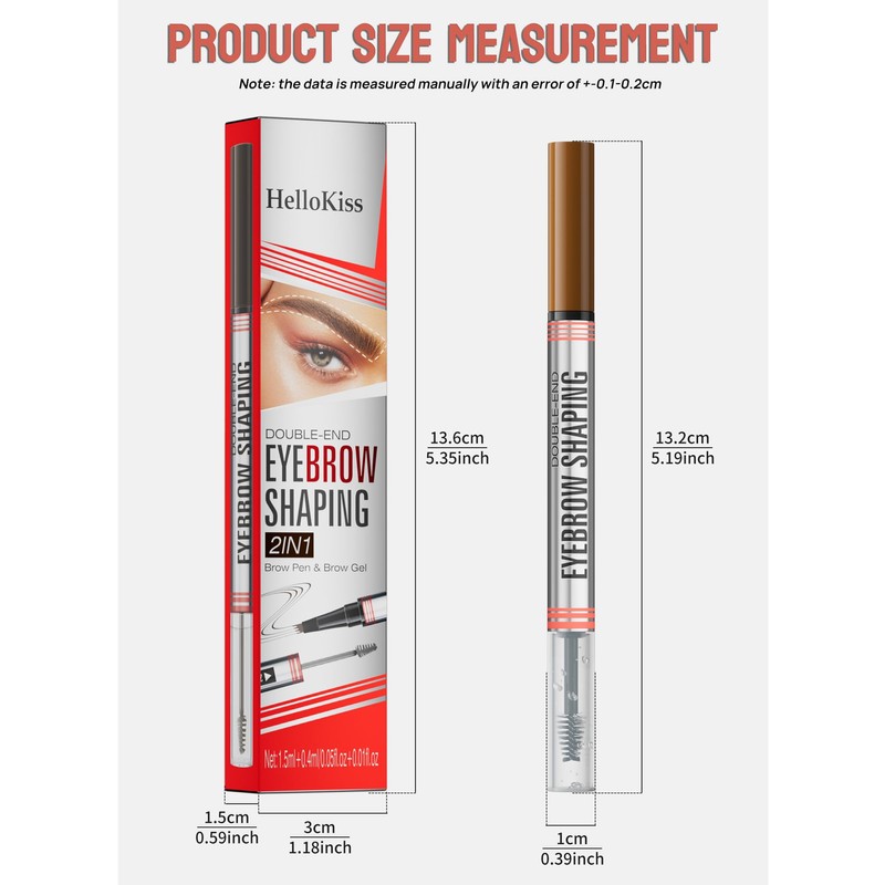 4-Fork Liquid Brow Pen + Waterproof Dual-End Brow Gel and