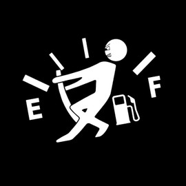 Diamall Car Funny Fuel Lid Decal, 5.12" x 3.74" Reflective Fuel Gauge Empty Stickers, Vinyl Self-Adhesive Gas Tank Stickers, High Gas Consumption Decal, Fit for Cars, Trucks, Motorcycle, SUVs (White)