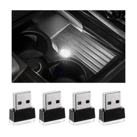 Yourkar 4 PCS USB LED Car Interior Atmosphere Lamp, Plug-in USB Interface Trunk Ambient Lighting Kit, Night Led Decoration Mini USB Light, Universal Interior Car Accessories (White)