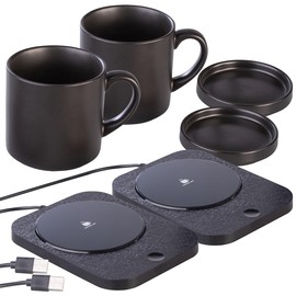 PEARL Electric Cup Warmer: Set of 2 2-in-1 USB Cup Warmers with Qi-Compatible Charging Station, 15 W (Wireless Cup Warmer, USB Cup Warmer with Cups)