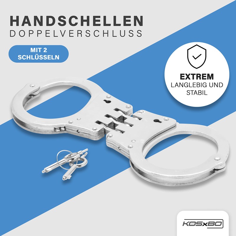 Professional Handcuffs Made of Robust Steel with 2 Keys Police
