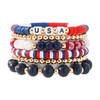 LYNMOS Colorful Heishi Clay Bead American Flag Patriotic Bracelet Set