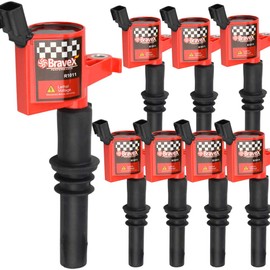 High Performance 8 PACK Straight Boot Ignition Coils 15% More Energy F-150 for Ford Lincoln Mercury V8 V10 4.6l 5.4l 6.8l Compatible with DG511 C1541 FD508-Upgrade (RED)