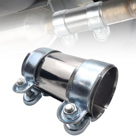 Pipe Connector, Stainless Steel Exhaust Clamp 45 mm Universal Double Clamp Exhaust Clamp for Cars with Exhaust Pipes of 45 mm (45 × 125 mm)