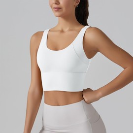 Brasier Deportivo Mujer,Top Deportivo de Yoga con Espalda en V y Sujetador Deportivo Acolchado,Brasier Deportivo para Yoga,Correr,Fitness (MX/US, Alfa, Chico, Regular, Regular, Blanco)