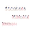 24Pcs Blue Flower Press on Nails Medium Almond French Tip
