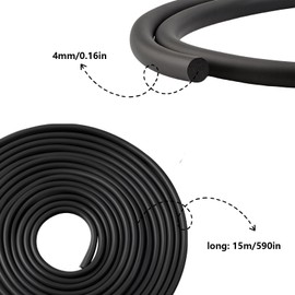 Vaskula 15 Metre Joint Filling Profile Diameter 4 mm Sealing Cord EPDM Joint Cord Seal Foam Round Cord for Windows Walls Ceilings and Gap Concrete Filling (Black)