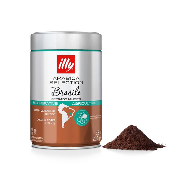 illy Arabica Selections Brasile - Cerrado Mineiro Ground Coffee, Regenerative Agriculture Coffee, 8.8oz (Pack of 1)