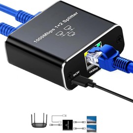 1 to 2/34 Ethernet Splitter High Speed 1000Mbps Splitter Adapter for Efficient Networking of Multiple Devices Black