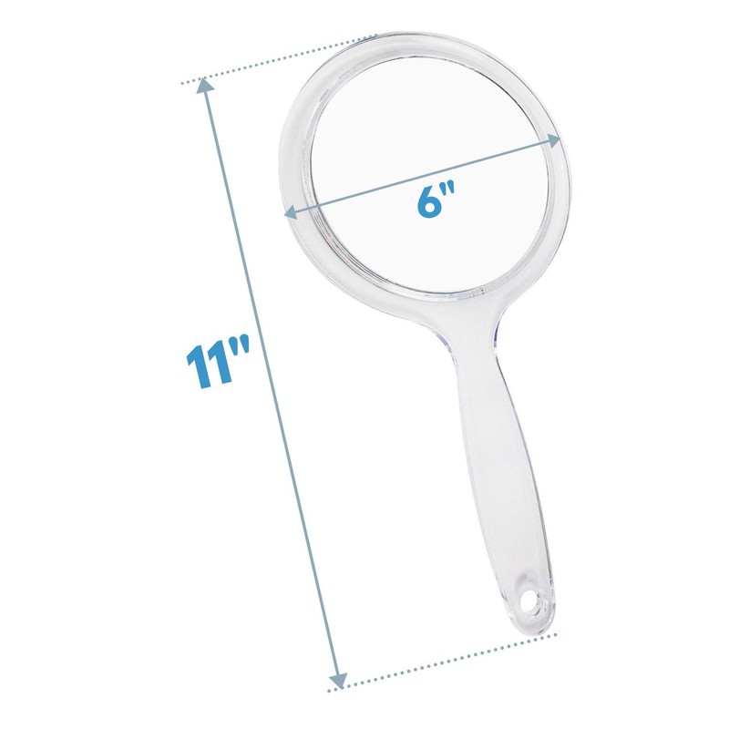 RUCCI Round Hand Held Magnifying Makeup Mirror 10X 1X Clear