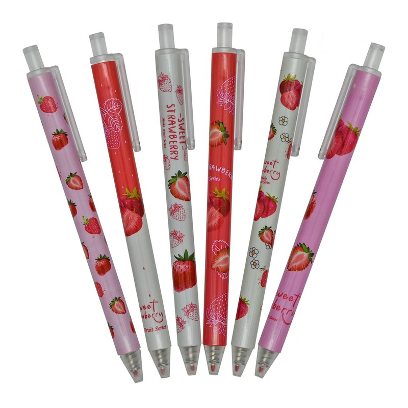 Maydahui 12 PCS Strawberry Gel Pens Cute Fruit Pen Retractable