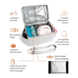 Zoosa Bolsa de almacenamiento compatible con Spectra S1 S2 Gold, estuche de transporte, EliteMom Bolsa de extracción de leche con enfriador y correa, Rosado