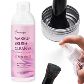 Embagol Makeup Brush Cleaner, Easily Remove Stubborn Makeup, Dirt & Impurities from Makeup Brushes, Rinse-Free & Quick Drying & Vegan & Cruelty-Free(250ml/8.45 fl oz)