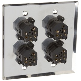 Seismic Audio SA-PLATE37 Stainless Steel Wall Plate 2 Gang with 4 XLR and 1/4-Inch Combo Connectors