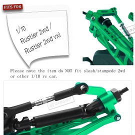 Rcarmumb RC Upgrades Part for 1/10 Traxxas Rustler VXL 2wd/Stampede VXL 2wd，2PCS Rear Drive Shaft CVD,Front Axles,Alloy Front Rear Suspension A Arms,Stainless Steel #45 Drive Shaft with Hex,Green