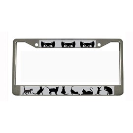 CAT Chrome Metal Auto License Plate Frame Car Tag Holder