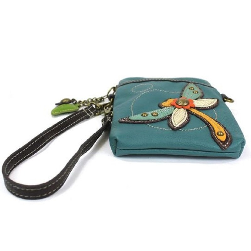 Chala teléfono Celular Bolso Crossbody Pleather Convertible Libélula Turquesa