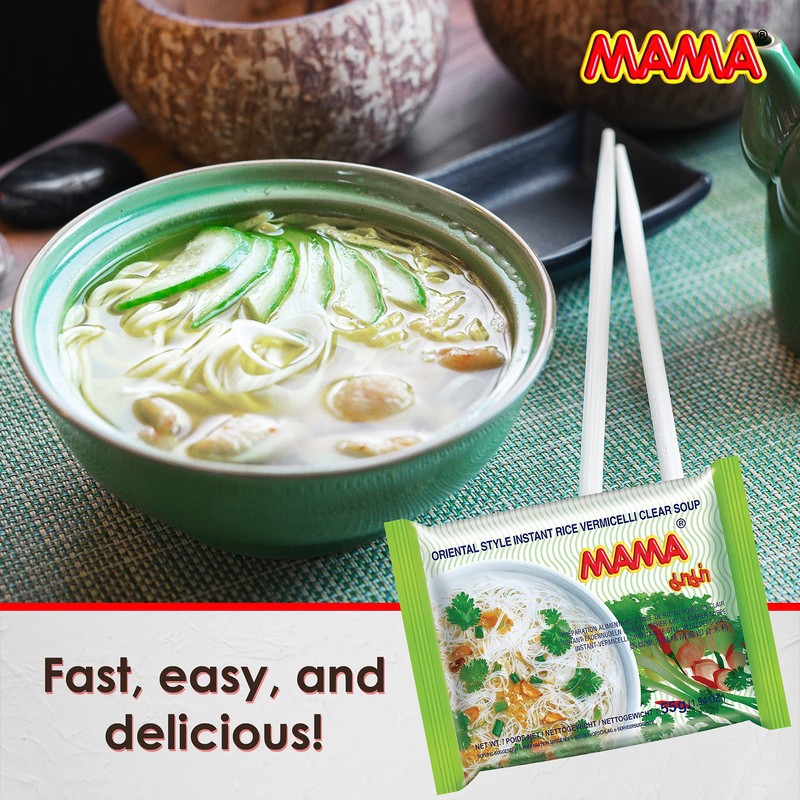 MAMA Noodles Vermicelli Clear Soup Instant Rice Noodles w/Delicious Thai