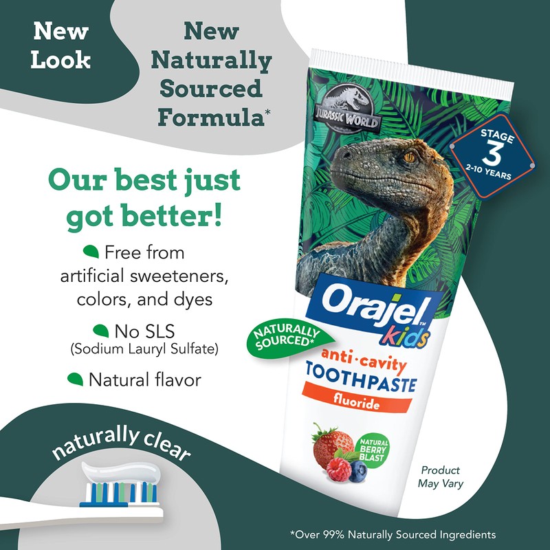 Orajel Orajel Kids Jurassic World Anti-Cavity Fluoride Toothpaste, Natural Berry