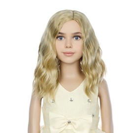 PATTNIUM PATTNIUM Blonde Wig Kids Child Wig Short Wavy Wig Ash Blonde Wig Mixed Blonde Wig for Gilrs Cosplay Party Heat Resistant Blonde Synthetic Hair Wig (Ash Blonde)