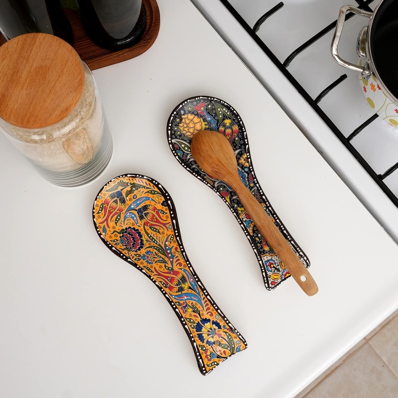 BCS Spoon Rest Set of 2 - Ceramic Spoon Holder