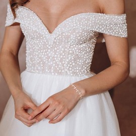 Crysdue Rose Gold Plated Marqusie Cubic Zirconia Adjustable Bracelet, Classic Tennis Bracelet for Women Bridal Bridesmaid 6.7-7.8 Inch