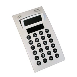 CASE of (12) - Solar Powered Calculators, Flip-Up Display, Battery Backup, White