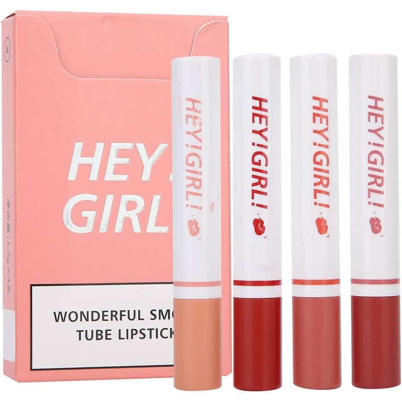4 Unids/set Conjunto de Lápiz Labial Forma de Cigarrillo Mate
