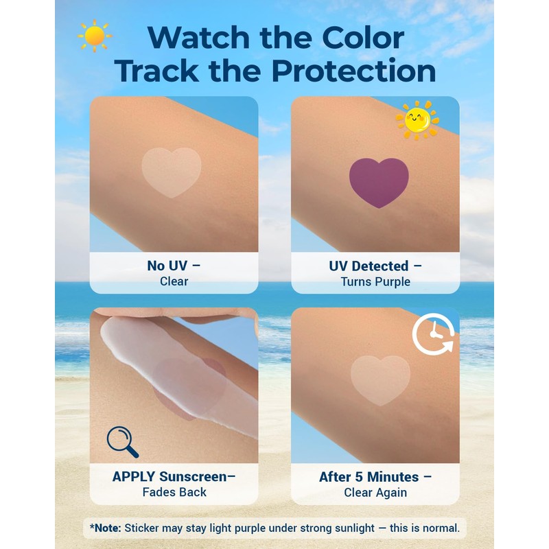 40 Pack UV Detection Stickers for Sunscreen Cute Shape -
