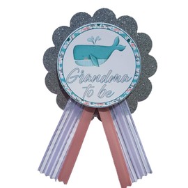 Grandma to Be Pin Whale Baby Shower It's a Boy for Nona to wear, Pink, Gray & White, It's a Girl Baby Sprinkle