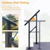 DIYHD 7 Step Handrail for Outdoor,Powder Coated Iron Stair Railing,Black