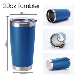 HASLE OUTFITTERS 20oz Tumblers Stainless Steel Mugs with Lid Double Wall Vacuum Insulated Coffee Cups for Cold & Hot Drinks (20oz-Dark Blue, 4 Pack)