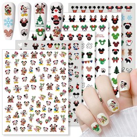 Cartoon Nail Art Stickers Decals Cute Christmas Nail Decals Design 3D Self-Adhesive Nail Art Supplies Christmas Designer Nail Stickers for Women Girls DIY Manicure Tips Xmas Acrylic Nails Decoration