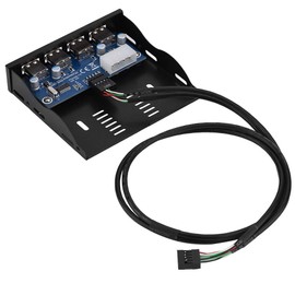 Mavis Laven 4-Port Front Panel USB Hub, USB2.0 Floppy Front Panel 3.5'' Floppy Bay 9 Pin to 4 Interface USB 2.0 HUB for Computer Desktop