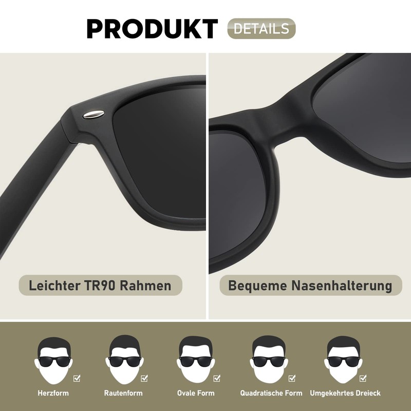 wearPro Sunglasses Men's Unisex Polarised Women's Rectangular Sunglasses Men Glasses