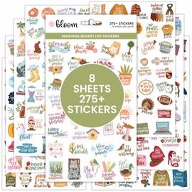 bloom daily planners Seasonal Bucket List Planner Stickers - Spring, Summer, Fall, Winter Activity Goals for Adults - 8 Sheets / 275+ Illustrations - Adventure Icons for Planning or Scrapbooking