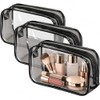 Cosmetiqueras Transparentes 3 Piezas de PVC, Bordes Negros, 18 x