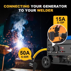 15A to 50A Welder Adapter Cord, NEMA 5-15P Male to 6-50R Female 15Amp 3 Prong Household Plug to 50Amp Welder Power Adapter Cord, ETL Listed for Welding Machine/Plasma Cutter/EV Charger, Heavy Duty