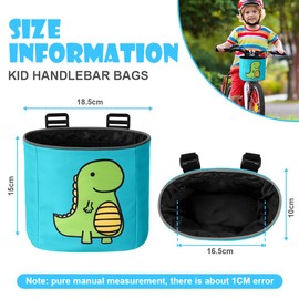 Adiwo Bike Basket Kids, Boys Bike Basket Waterproof Bicycle Front Basket, Detachable Bike Handlebar Basket, 210D Oxford Cloth Basket Carrier Bag with Cartoon Pattern, Bike Accessories For Girls Boy
