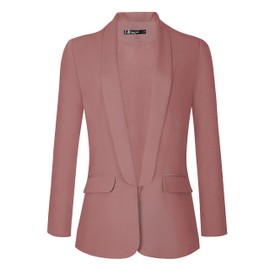 Urban CoCo Women's Office Blazer Jacket Open Front (M, Dusty Rose)