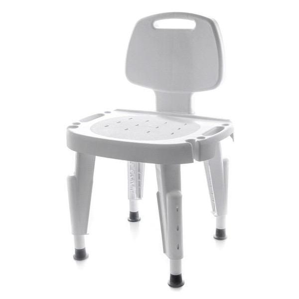 SP Ableware Shower Seat with Height Adjustable Legs, Non-Slip Feet and Removable Back, No Arms - Plastic, White (727142101)