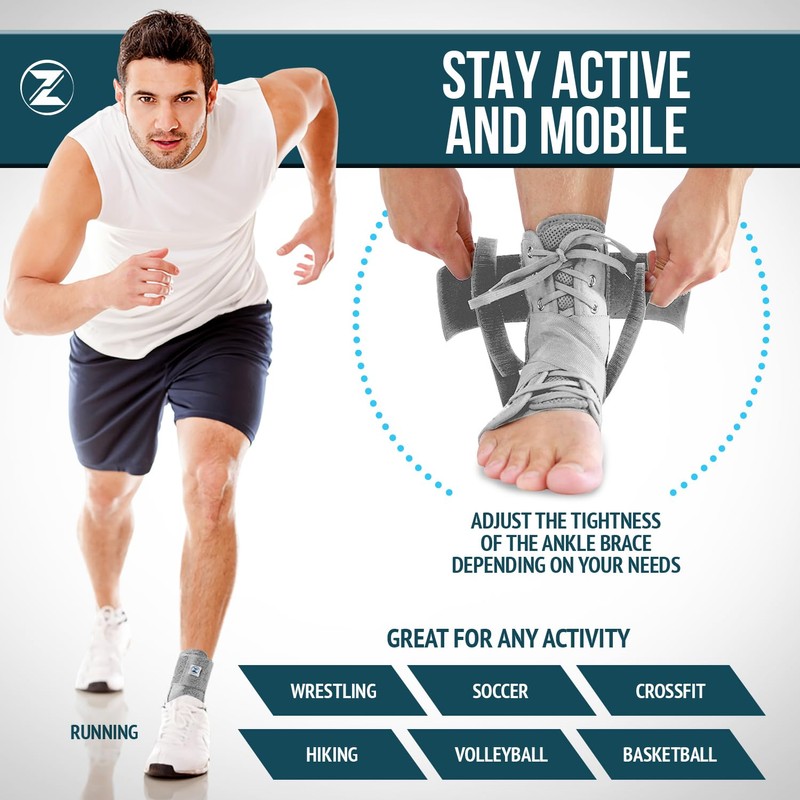 Z ATHLETICS Zenith Ankle Brace, Lace Up Adjustable Support –